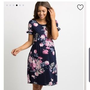PinkBlush Navy floral Maternity dress Medium